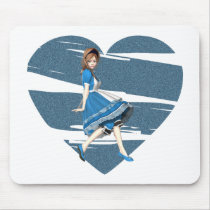 3D Alice & Blue Heart Mousepad