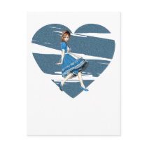 3D Alice & Blue Heart Postcards