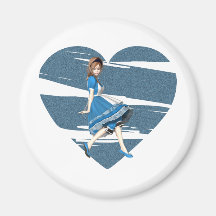3D Alice & Blue Heart Refrigerator Magnets