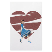 3D Alice & Red Heart Customized Stationery
