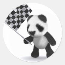 3d Baby Panda Chequered Flag Stickers