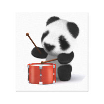 3d Baby Panda Drummer Canvas Print