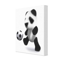 3d Baby Panda Football Canvas Print