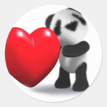 3d Baby Panda Heart Stickers
