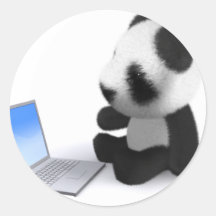 3d Baby Panda Laptop Round Stickers