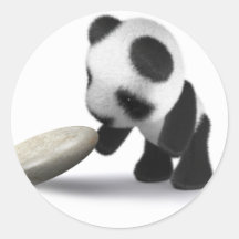 3d Baby Panda Rock Round Sticker
