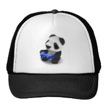 3d Baby Panda Videogamer Mesh Hats