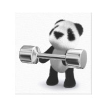 3d Baby Panda Weightlifter Canvas Print