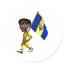 3D Barbados Round Sticker