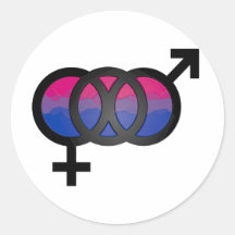 3D Bisexual Symbol Round Stickers
