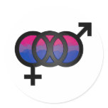 3D Bisexual Symbol Round Stickers