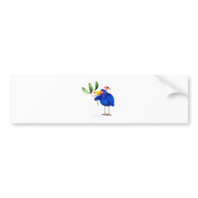 3d Blue Bird Mistletoe Bumper Stickers by FuzzyTees