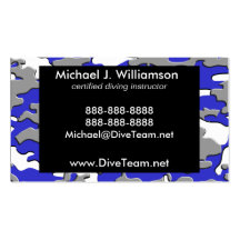 3D Blue Camo Business Card Template