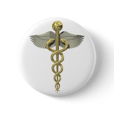 3D Caduceus Button for Medical Occupations by potpourri