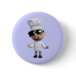 3d Chef Cool Sunglasses Pinback Button