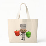 3d Chef with Peppers (Any Color U Like!) Tote Bags