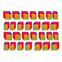 3D Cool Cubes Optical Illusion Post Cards