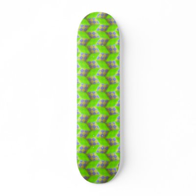3D Cubes Argyle purple and green Skate Deck by doonidesigns