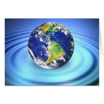 3D Earth Floating on Water Ripples