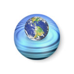 3D Earth Floating on Water Ripples magnets