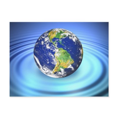 3D Earth Floating on Water Ripples by graficallyminded