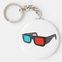 3D Glasses in Black & White Key Chain