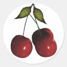 3D Halftone Cherries Sticker