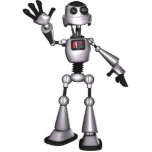 3D Halftone Sci-Fi Robot Guy Waving Cut Outs