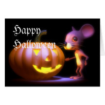 3d Happy Halloween Mouse Pumpkin Greeting Cards
