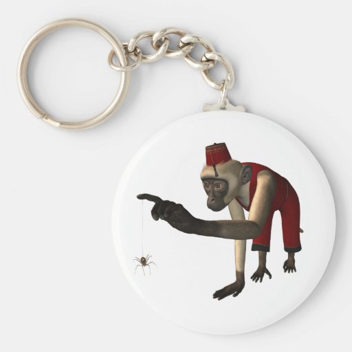 3D Hurdy-Gurdy Monkey & Spider - Colour Keychains