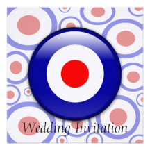 3d Mod Target sixties pattern Wedding invitation