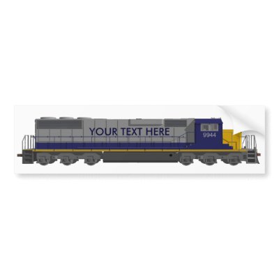 3D Model: Train Engine: Railroad: Bumper Sticker by spiritswitchboard