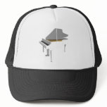 3D Model: White Grand Piano: Mesh Hat