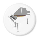 3D Model: White Grand Piano: Refrigerator Magnet