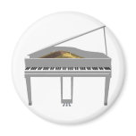 3D Model: White Grand Piano: Fridge Magnet