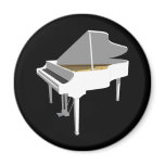 3D Model: White Grand Piano: Fridge Magnet