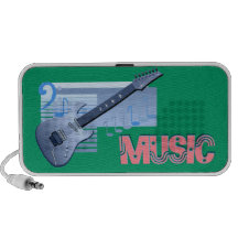 3d music one guitar in shades of blue on a speaker