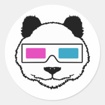 3D Panda Round Sticker