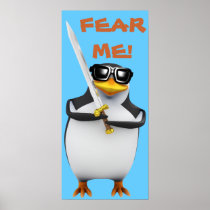 3d Penguin Swordfighter (editable) Poster