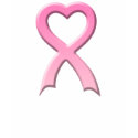 3D Pink Ribbon Heart T-Shirt Ladies Black T-Shirt
