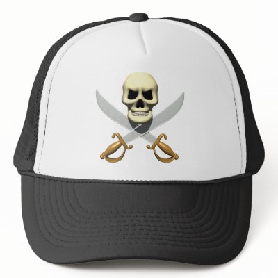 3D Pirate Skull and Crossed Swords Mesh Hat by gotrum