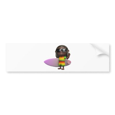 3d Rasta Surfboard Bumper Sticker by hightees