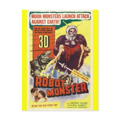 3D ROBOT MOON MONSTER POSTCARD by TheTimeCapsule