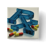 3D RX symbol with capsules Pinback Buttons