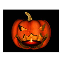 3D SCARY LIT PUMPKIN JACK-O-LANTERN ORANGE POST CARDS