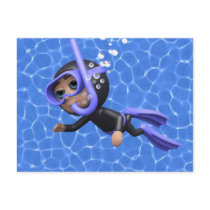 3d Scuba Diver Swimming (Any Colour U Like!) Post Cards