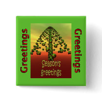 3D shining green tree Buttons