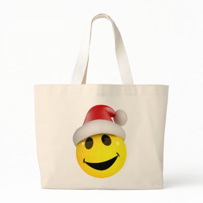 3d Smiley Laughing Santa Claus Tote Bags by SmileyBalls