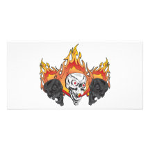 3flaming skulls copy customized photo card
