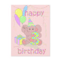 3rd Birthday Elephant Card for Girls postcards